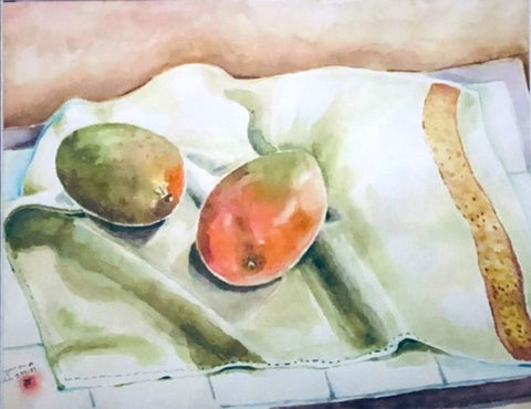 Mangoes on a table